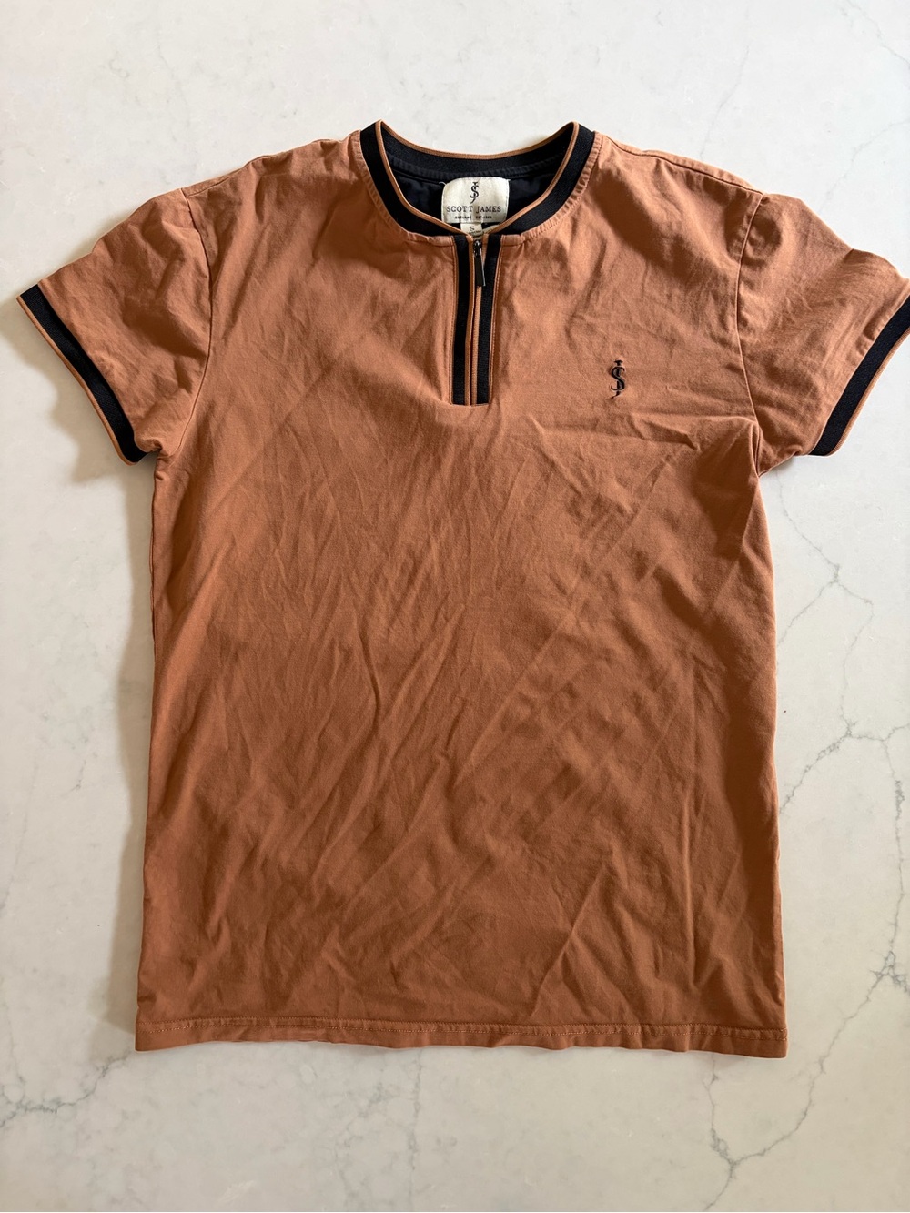 Scott James Rust Short-Sleeve Quarter Zip Tee